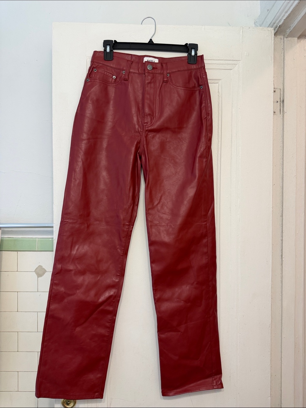 pistola Red Leather Pants